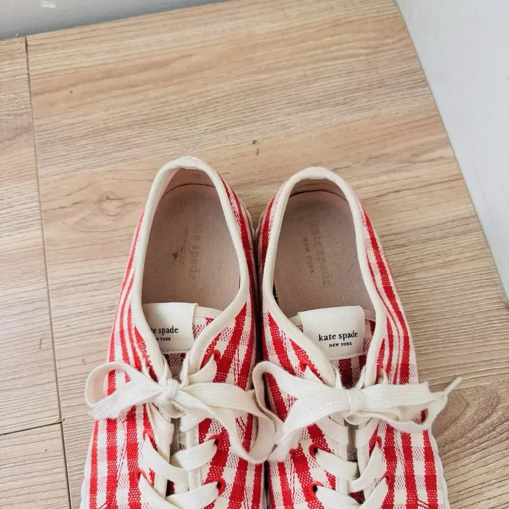 Kate Spade Vale Red And White Checkered Sneakers Women’s Size 10